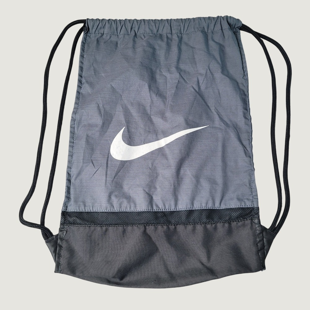 Nike Brasilia Drawstring Gym Sack Gray Black Cinch Bag Backpack BA5338-064 Mens